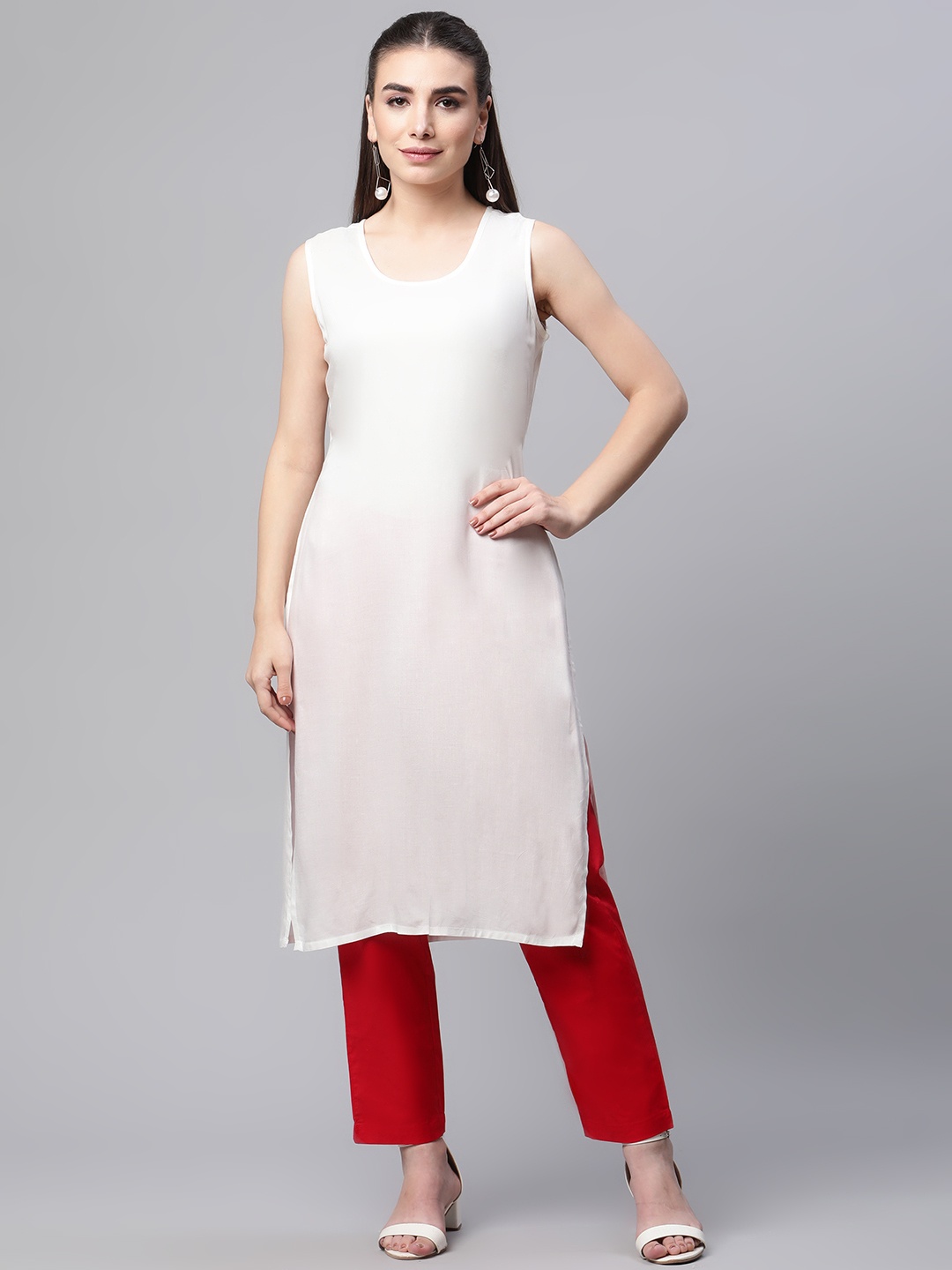 

Ayaany Women White Straight Kurta
