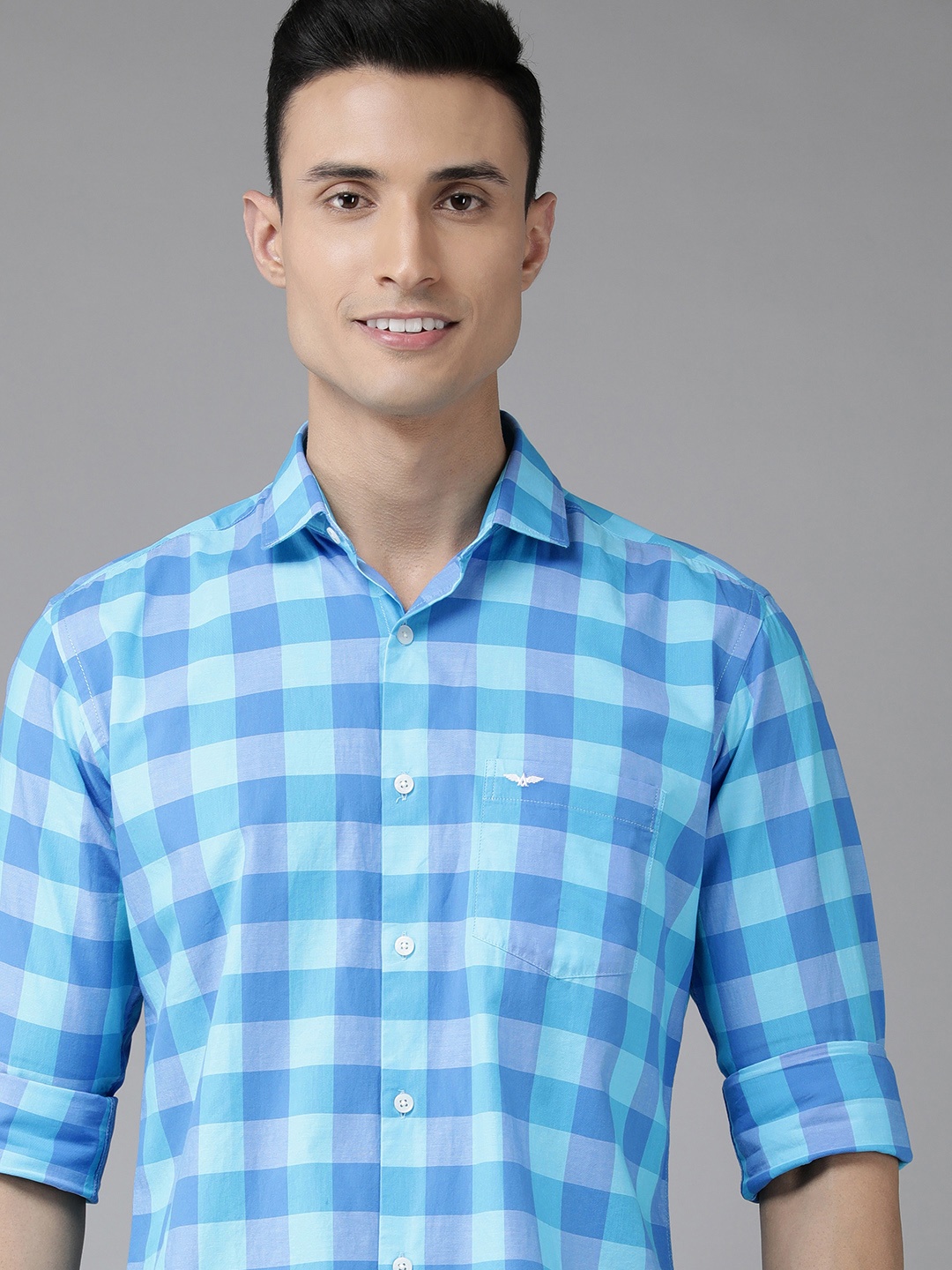 

Park Avenue Men Blue Slim Fit Buffalo Checked Pure Cotton Casual Shirt