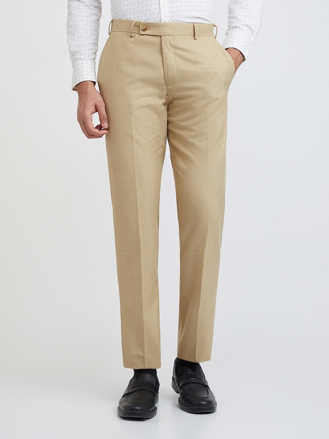 

Park Avenue Men Textured Formal Trousers, Beige