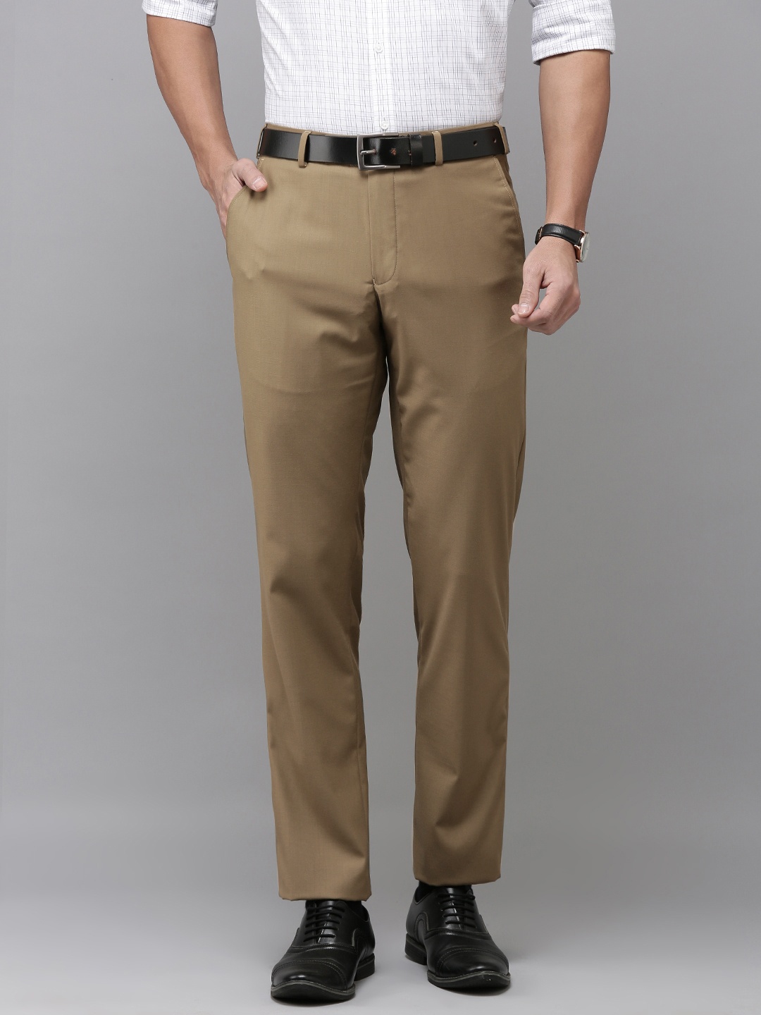 

Park Avenue Men Solid Formal Trousers, Beige