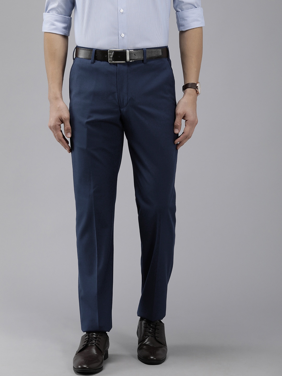 

Park Avenue Men Smart Fit Formal Trousers, Navy blue
