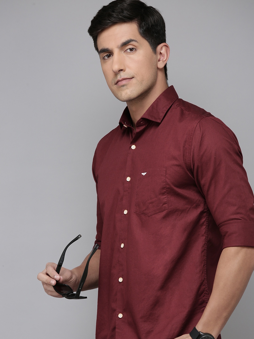 

Park Avenue Men Pure Cotton Slim Fit Casual Shirt, Burgundy