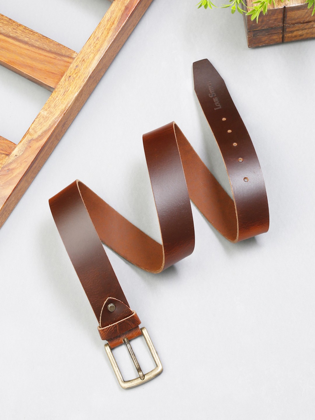 

LOUIS STITCH Men Premium Leather Casual Belt, Tan