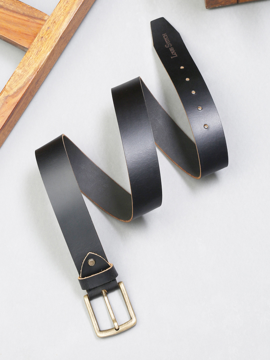 

LOUIS STITCH Men Premium Leather Casual Belt, Black