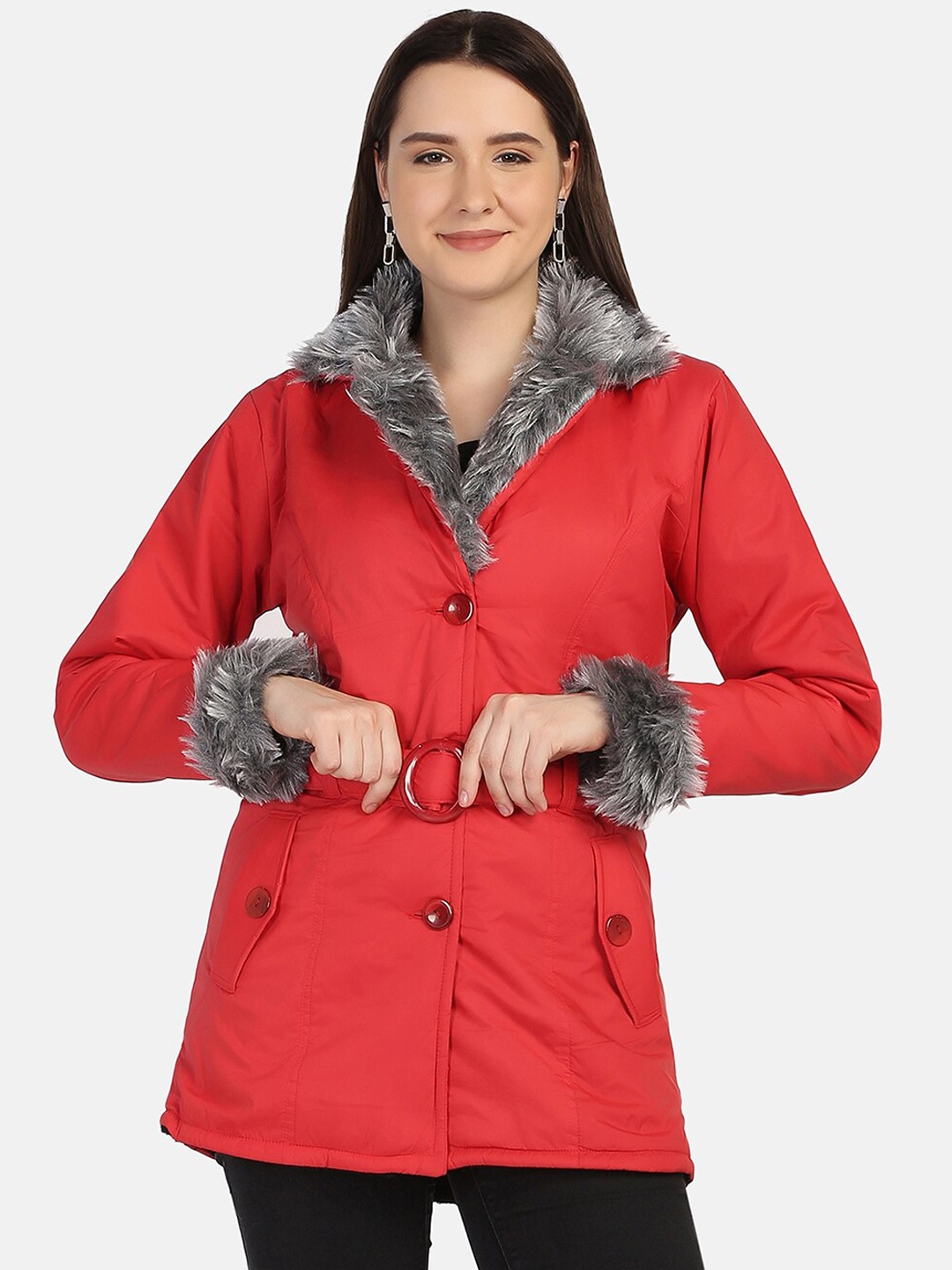 

BUY NEW TREND Women Red Lightweight Longline Tailored Jacket