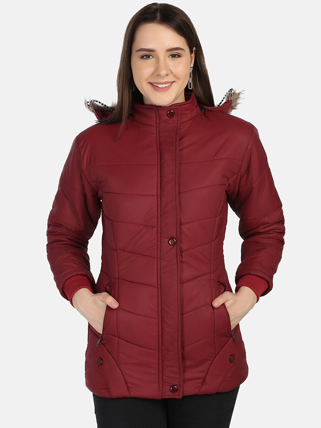 

BUY NEW TREND Women Maroon Lightweight Tailored Jacket