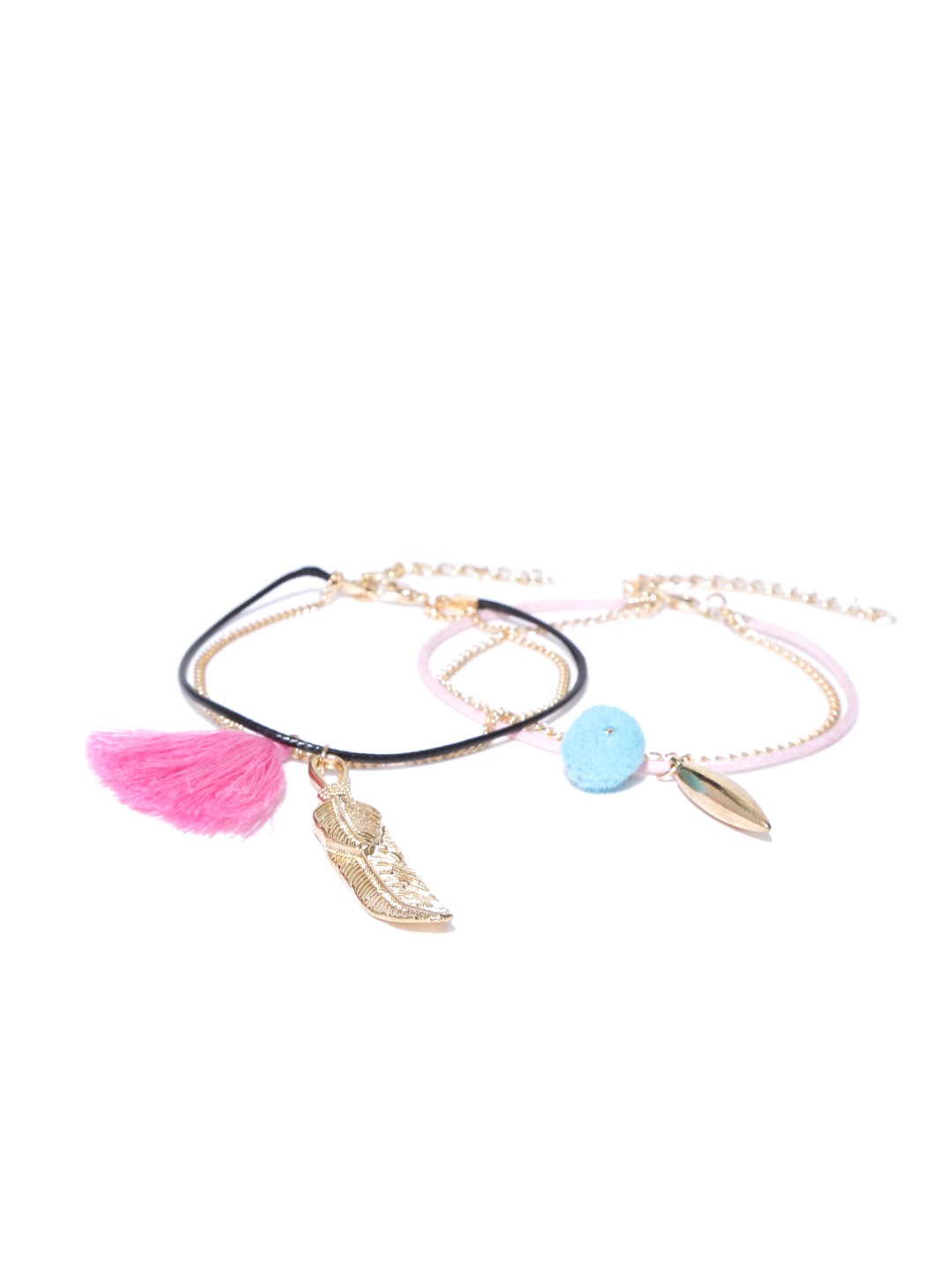 

Blueberry Set of 2 Charm Anklets, Pink