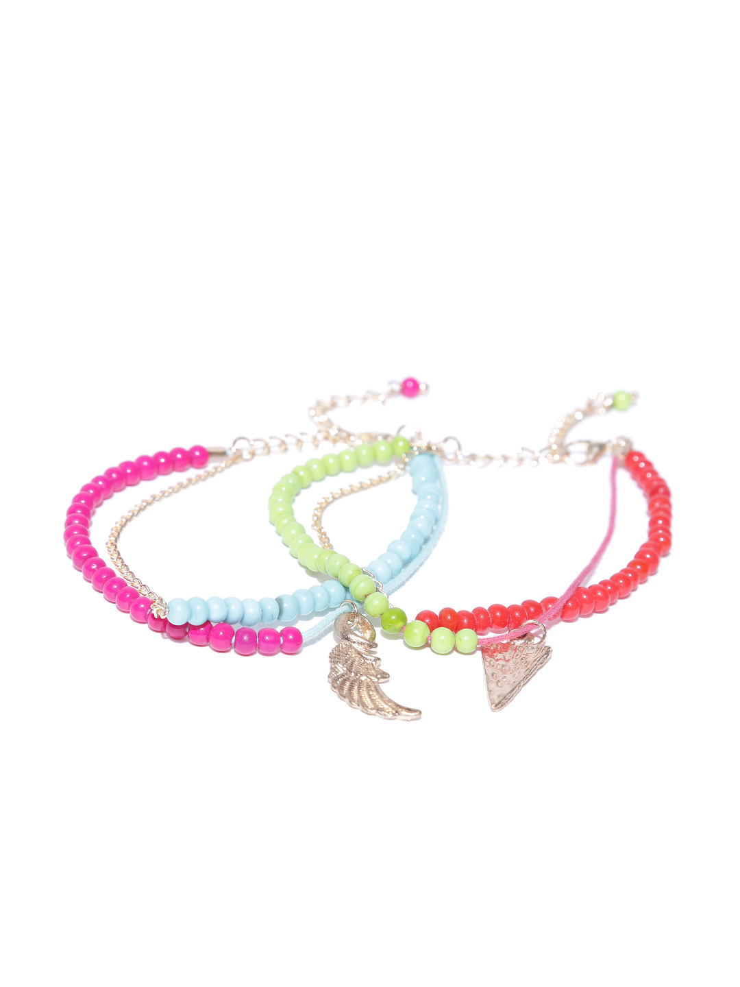 

Blueberry Set of 2 Multicoloured Beaded Charm Anklets, Multi