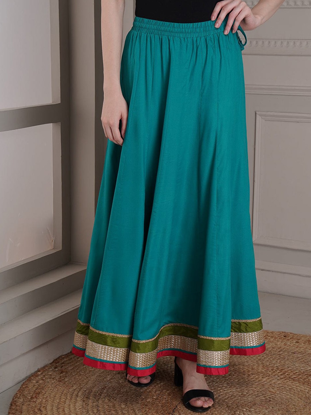 

Lakshita Women Turquoise Blue Designer A-Line Maxi Skirts