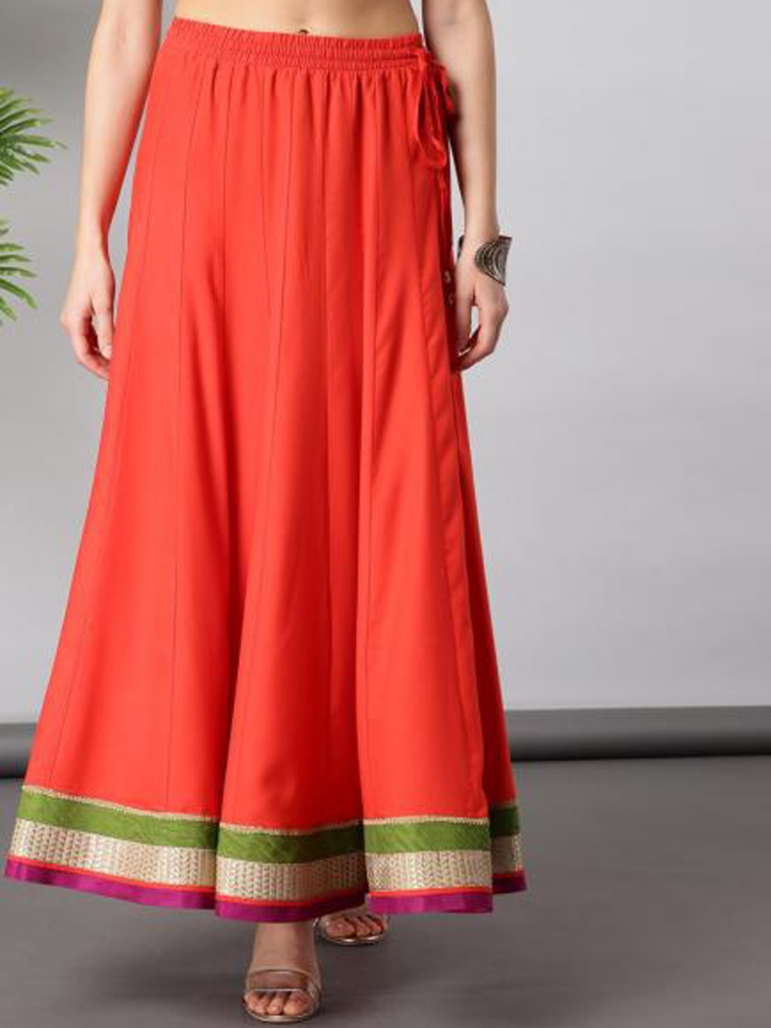 

Lakshita Women Plus Size Orange Designer A-Line Maxi Skirts