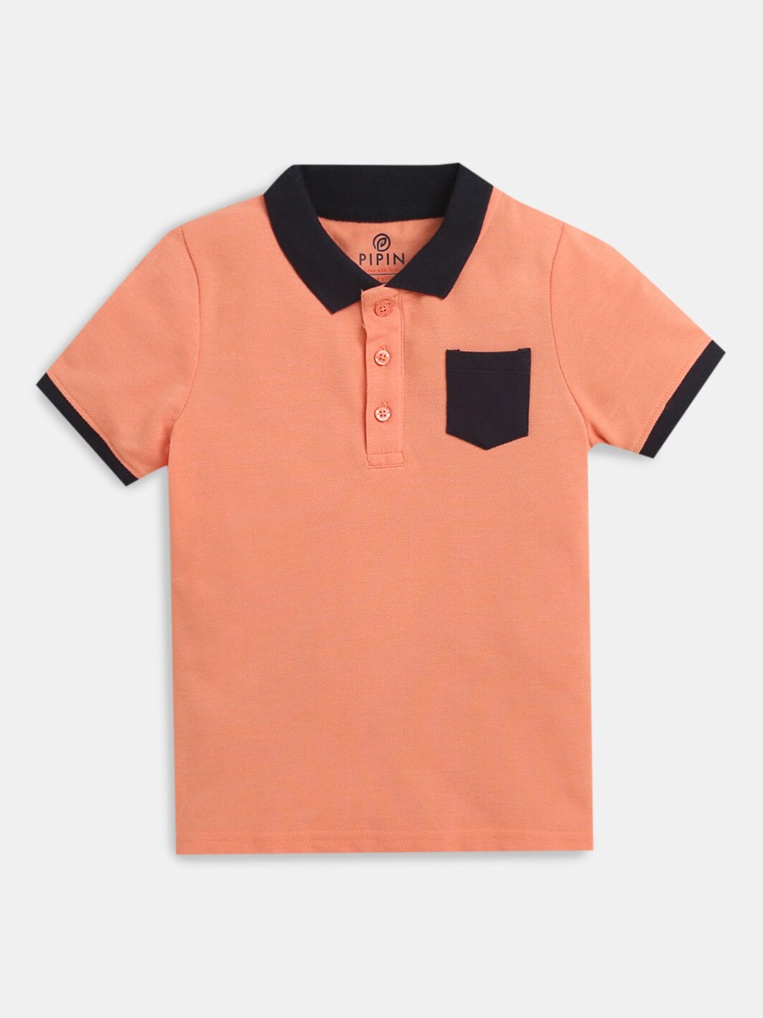 

Hopscotch Boys Orange Polo Collar Cotton T-shirt