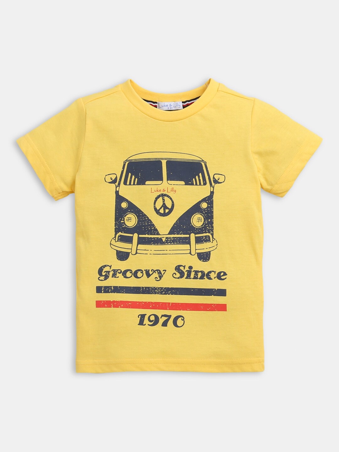

Hopscotch Boys Yellow Printed T-shirt