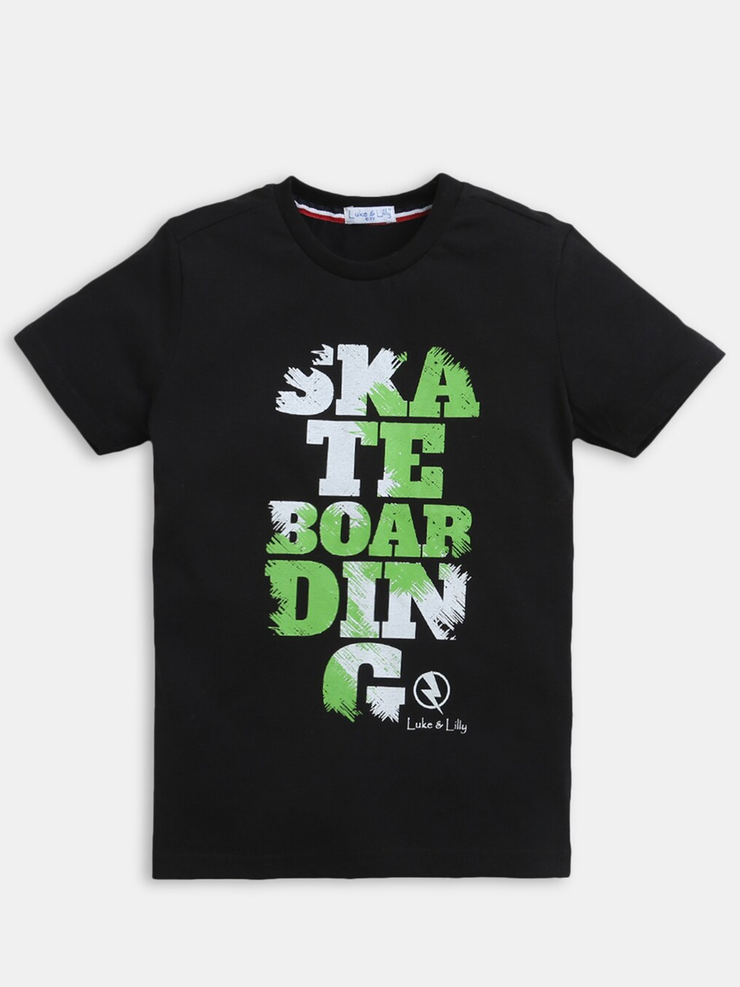 

Hopscotch Boys Black Typography Printed T-shirt