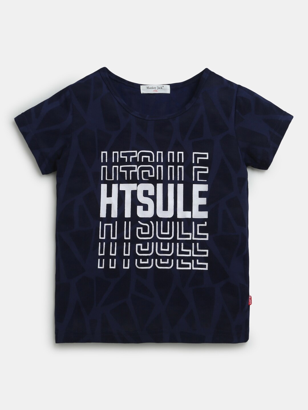

Hopscotch Boys Blue Typography Printed T-shirt