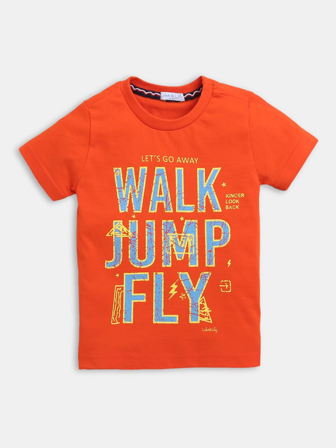 

Hopscotch Boys Beige Typography Printed Cotton T-shirt