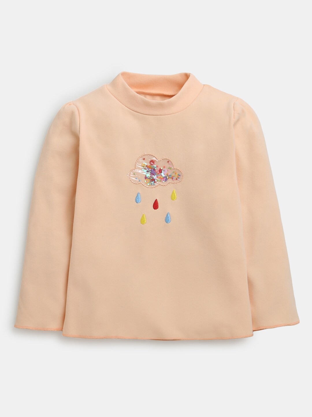 

Hopscotch Girls Beige Solid Cotton T-shirt
