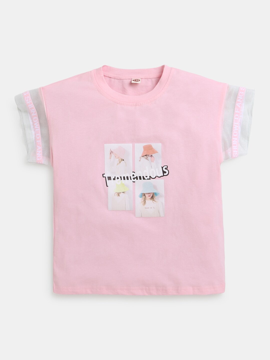 

Hopscotch Girls Pink & Silver Printed T-shirt