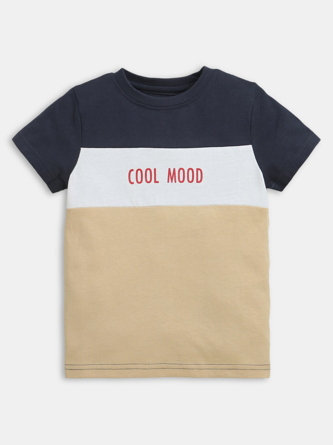 

Hopscotch Boys Grey & White Colourblocked Cotton T-shirt