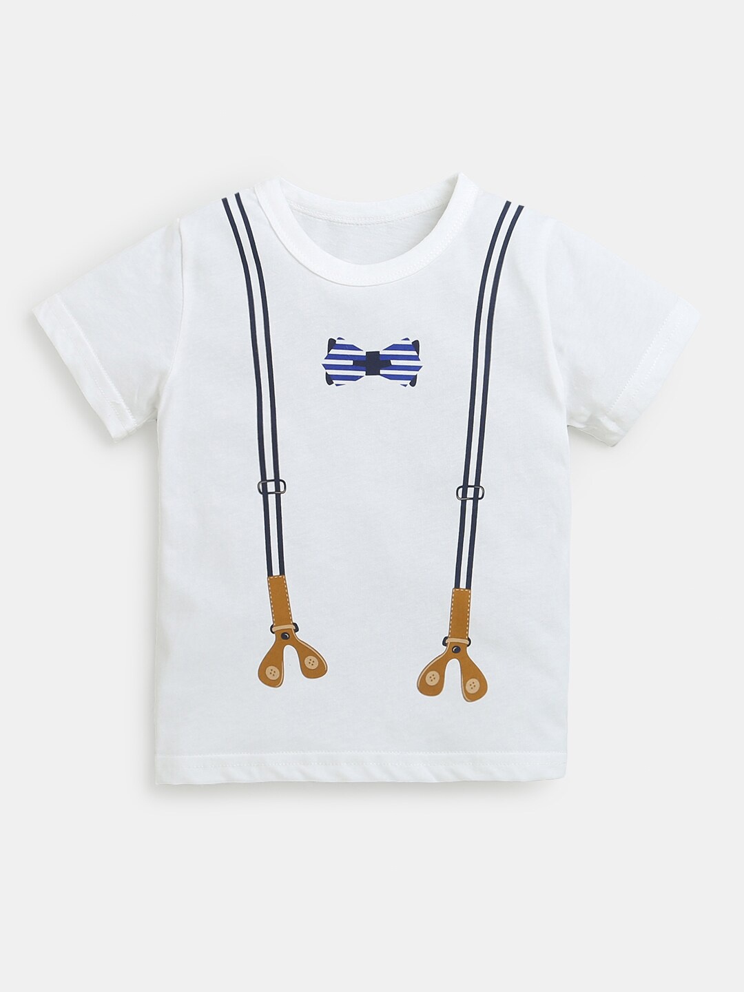 

Hopscotch Boys White Printed T-shirt