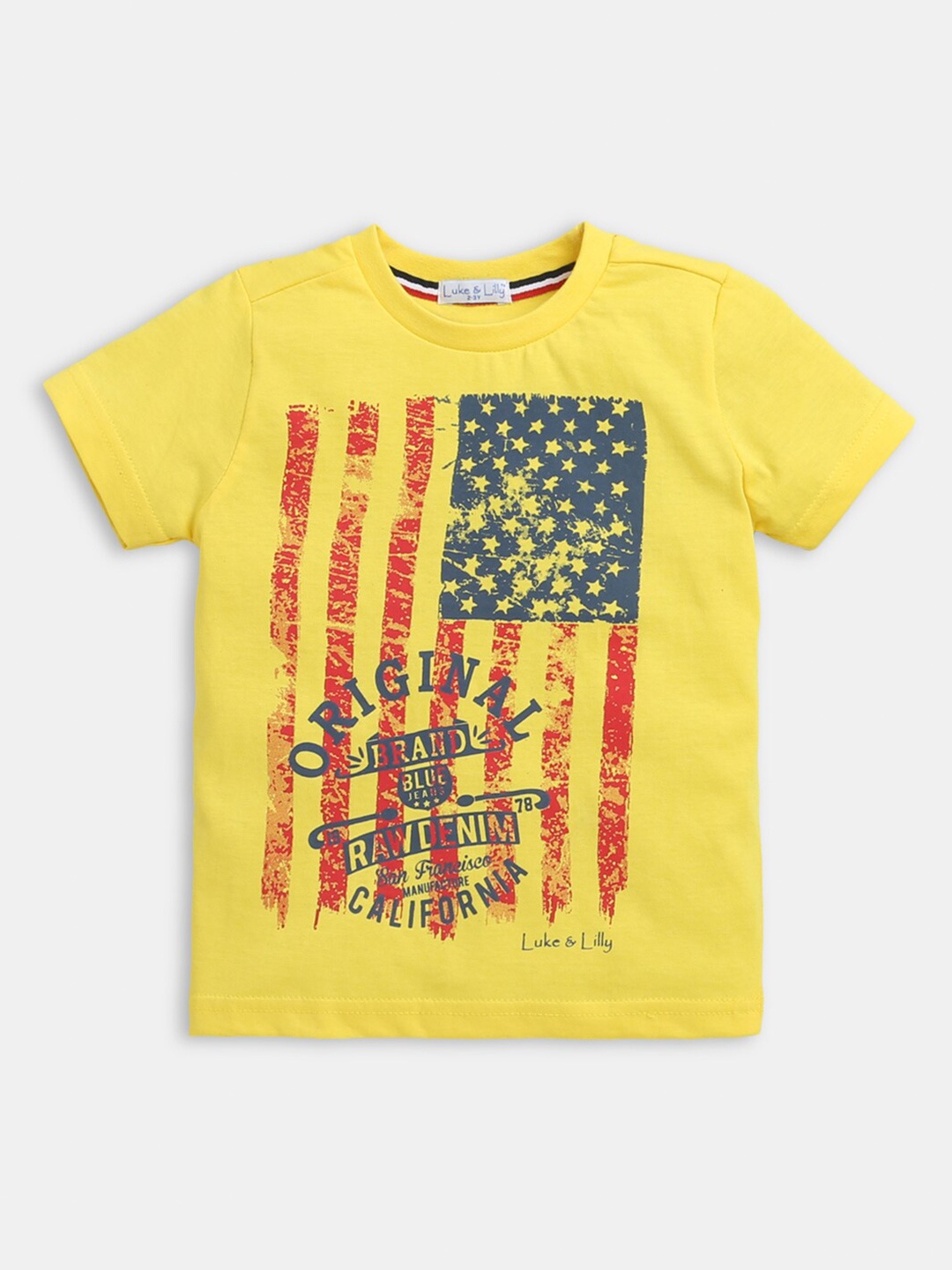 

Hopscotch Boys Yellow Printed T-shirt