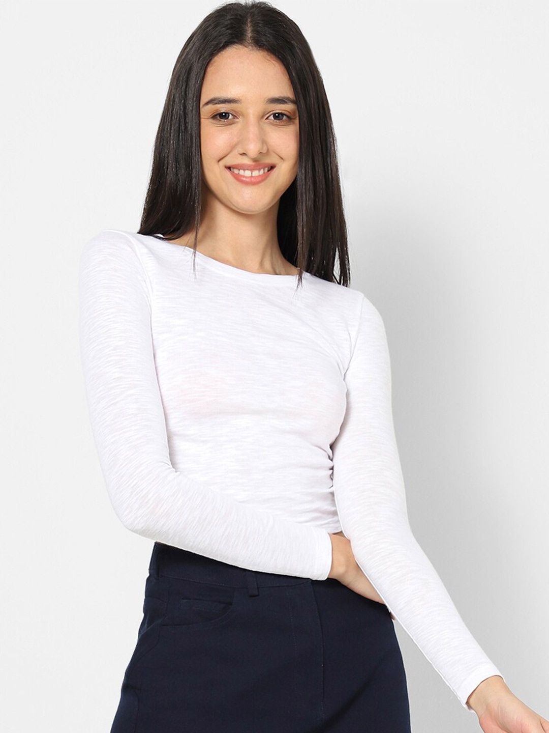 

VASTRADO Women White Crop Pure Cotton Top