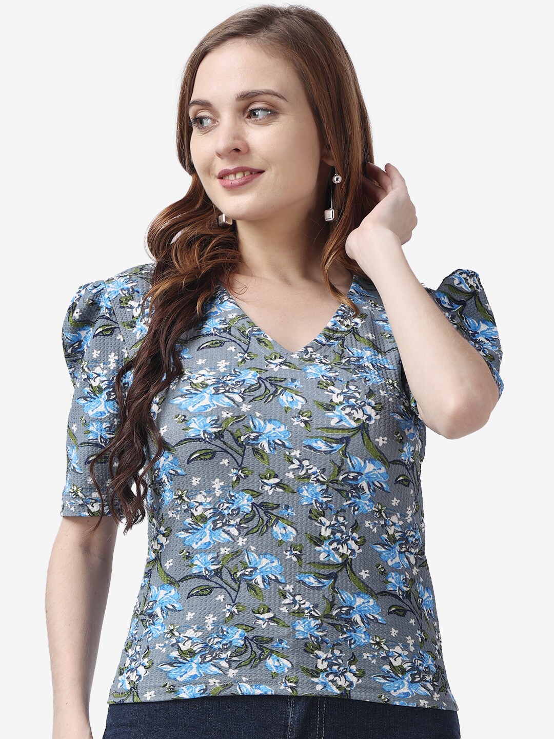 

Popwings Grey Floral Print Top