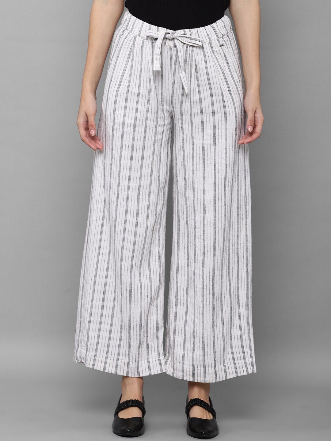 

Allen Solly Woman Women Grey Striped Trousers