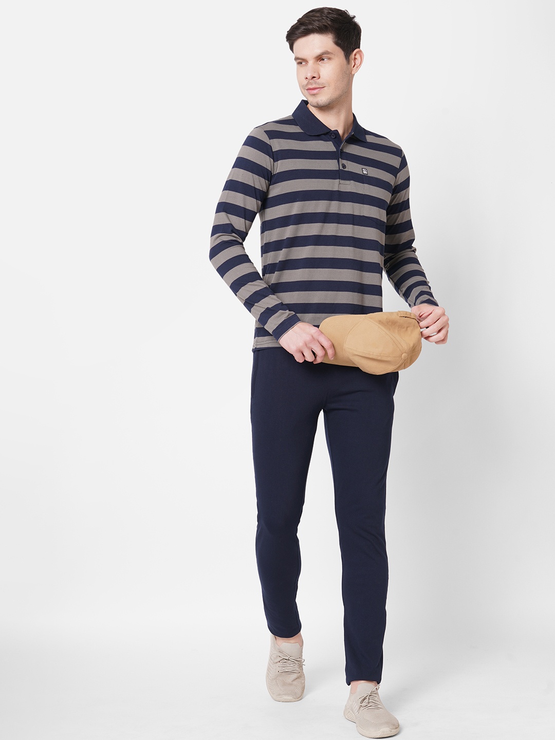 

Sweet Dreams Men Striped Long Sleeve Night suit, Navy blue