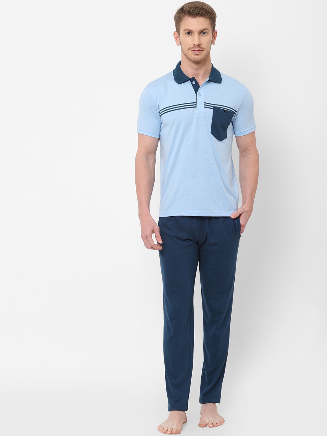 

Sweet Dreams Men Blue Printed Night suit
