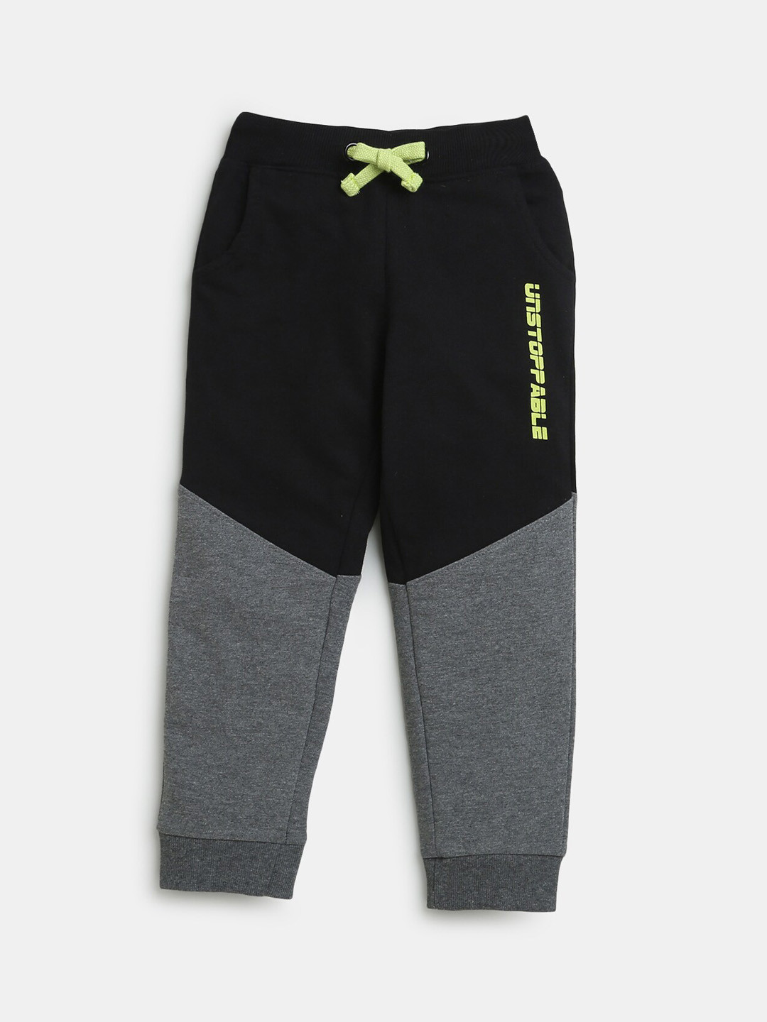 

Hopscotch Boys Black Solid Cotton Track Pants