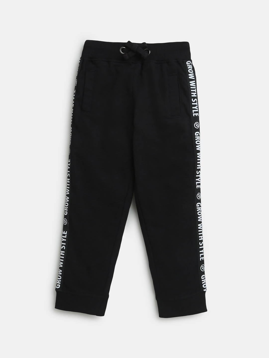 

Hopscotch Boys Black Solid Cotton Track Pants