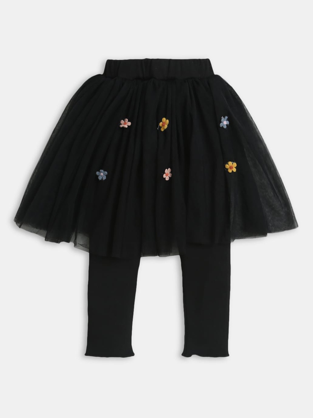 

Hopscotch Girls Black Floral Print Ankle-Length Leggings
