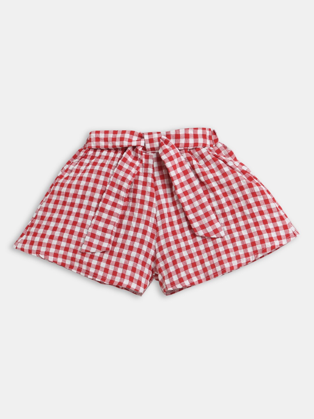 

Hopscotch Girls Red & White Checked Cotton Shorts