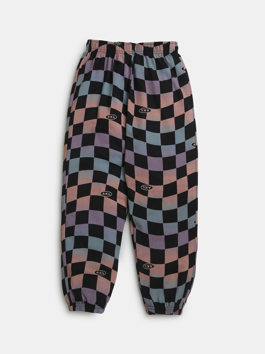 

Hopscotch Boys Black Checked Cotton Track Pants