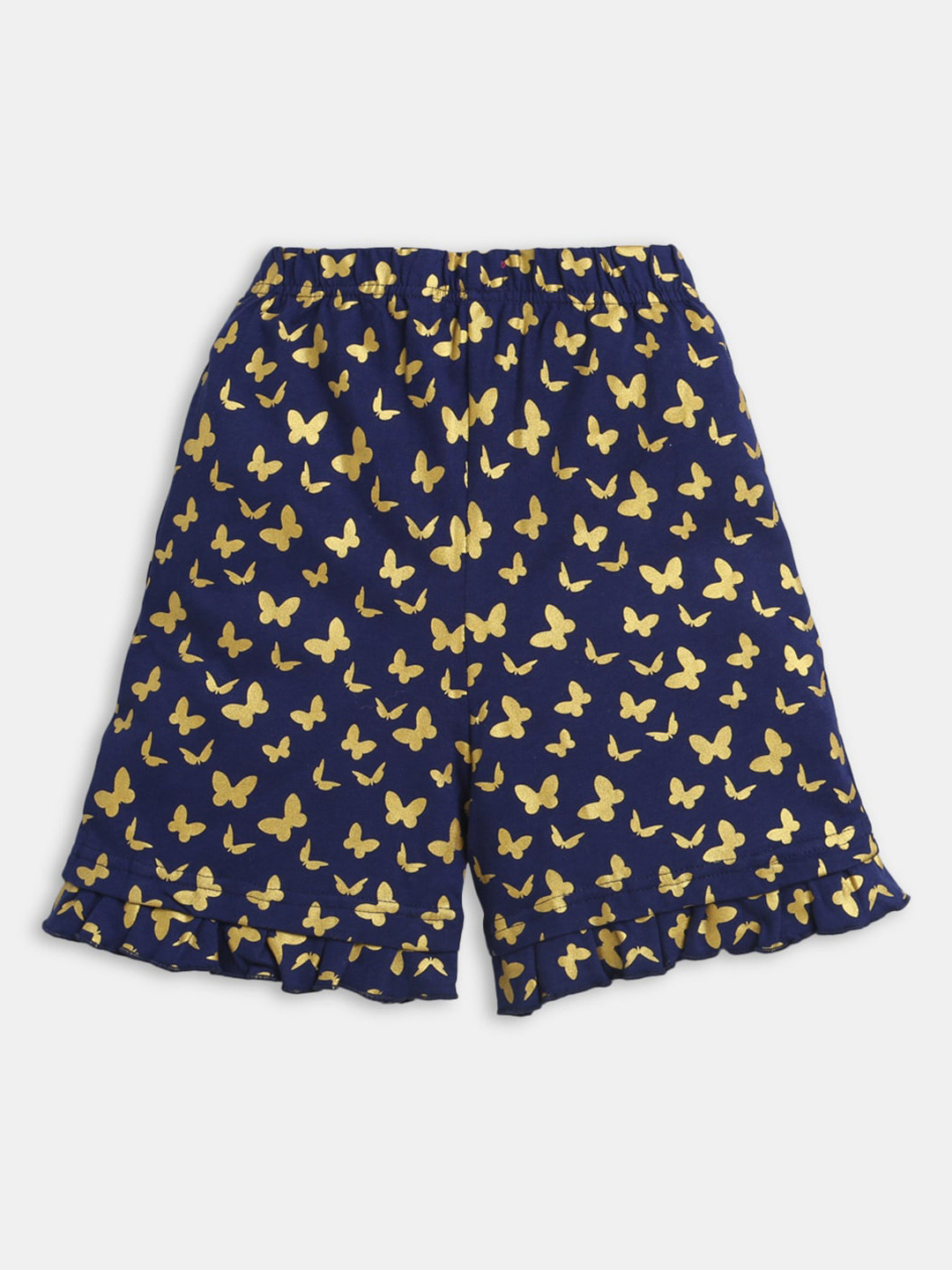 

Hopscotch Girls Blue Printed Knee Length Shorts