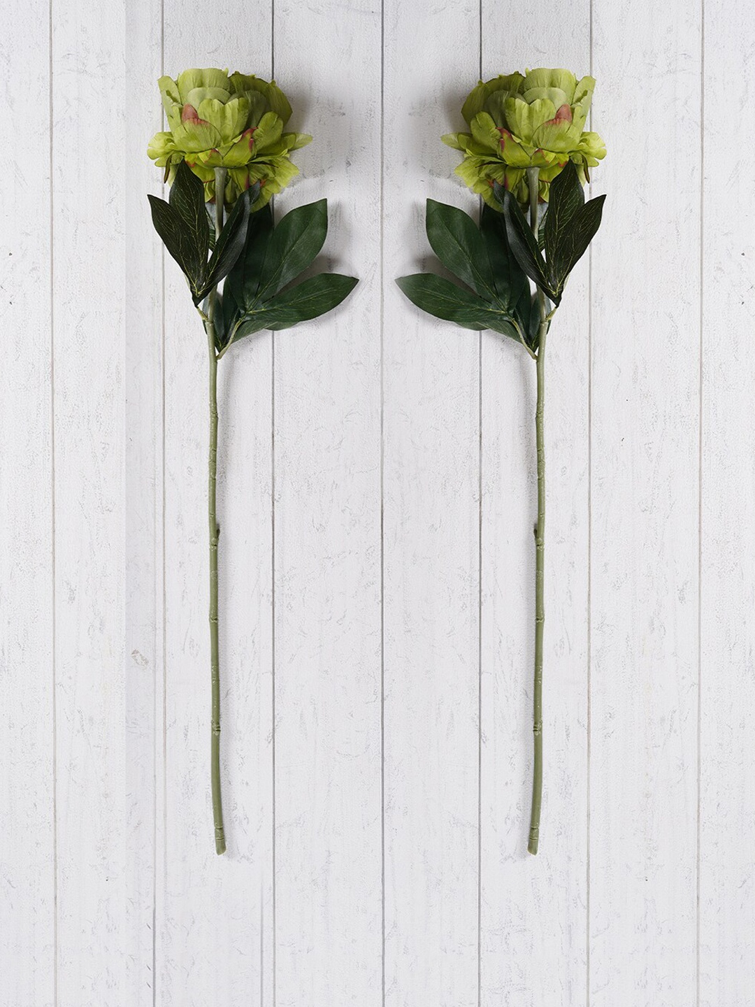 

Pure Home and Living Set Of 2 Green Artificial Peony Flower Stem