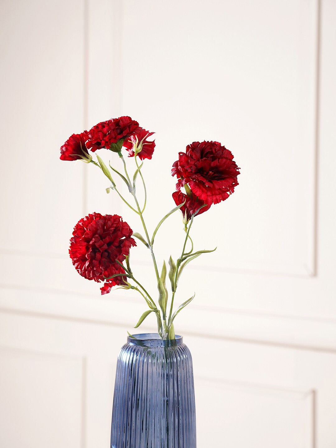 

Pure Home and Living Set Of 2 Red Solid Artificial Carnation Flower Stem