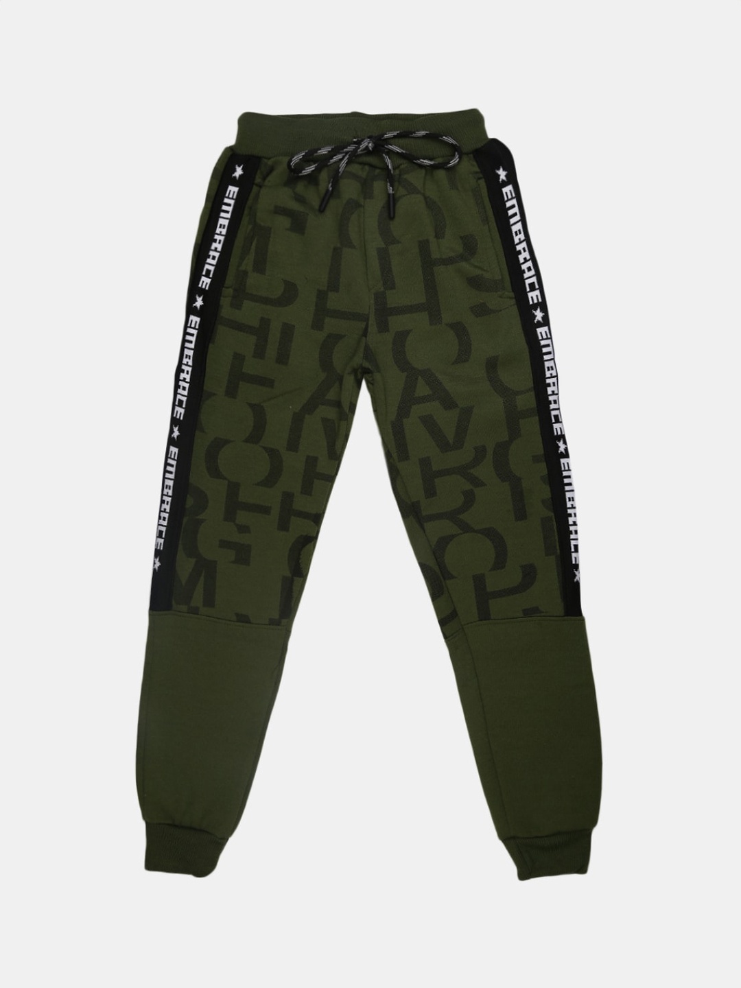 

V-Mart Boys Olive Green Printed Joggers Track Pants