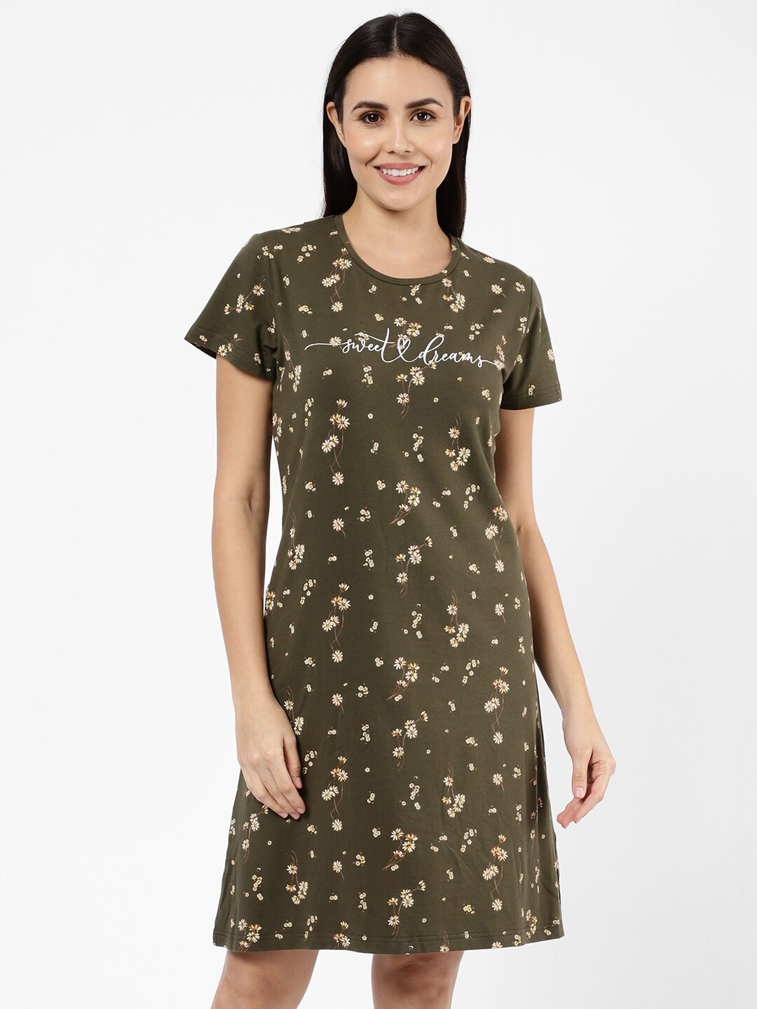 

SDL by Sweet Dreams Green Printed Nightdress