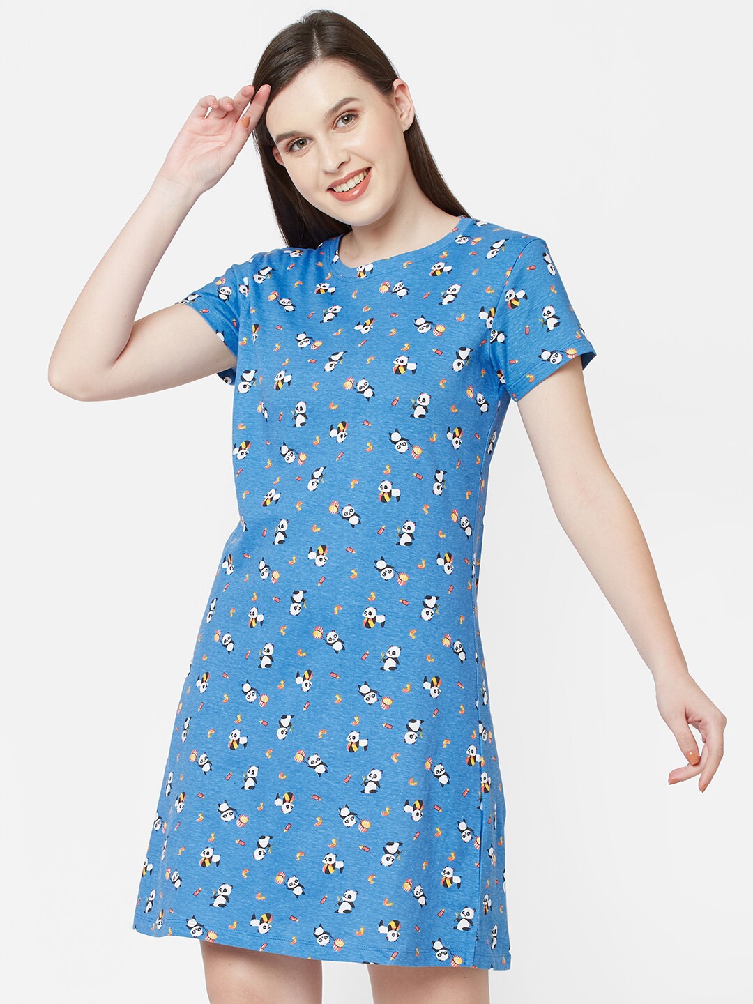 

SDL by Sweet Dreams Women Blue Printed Nightdress