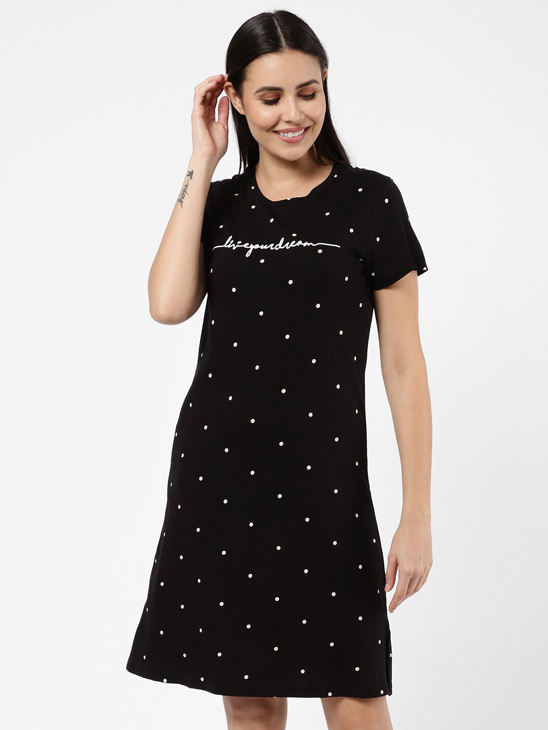 

SDL by Sweet Dreams Women Black Printed Nightdress