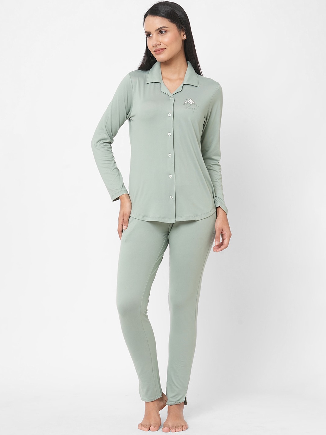 

SDL by Sweet Dreams Women Sea Green Night suit