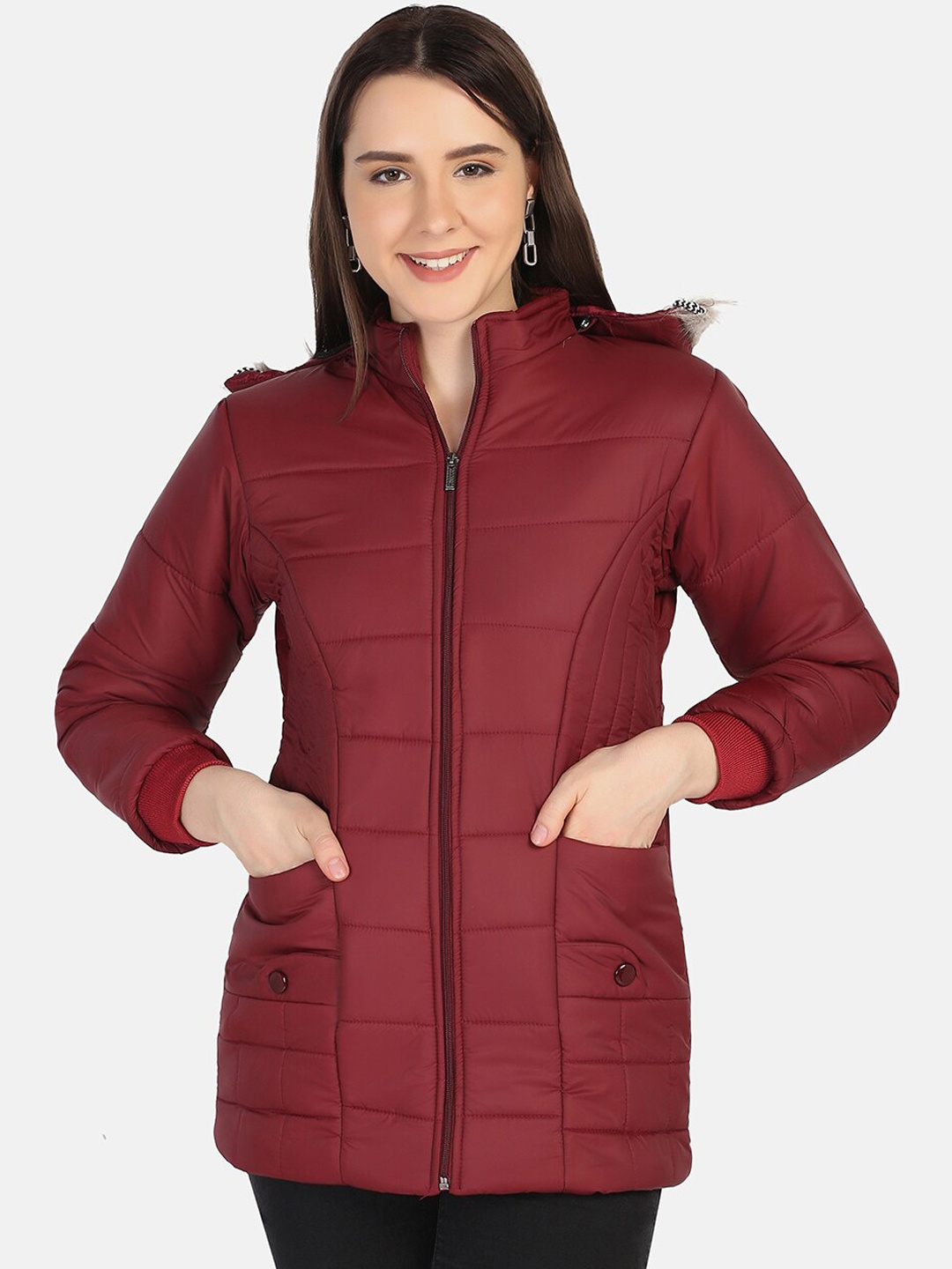 

BUY NEW TREND Women Maroon Lightweight Longline Parka Jacket