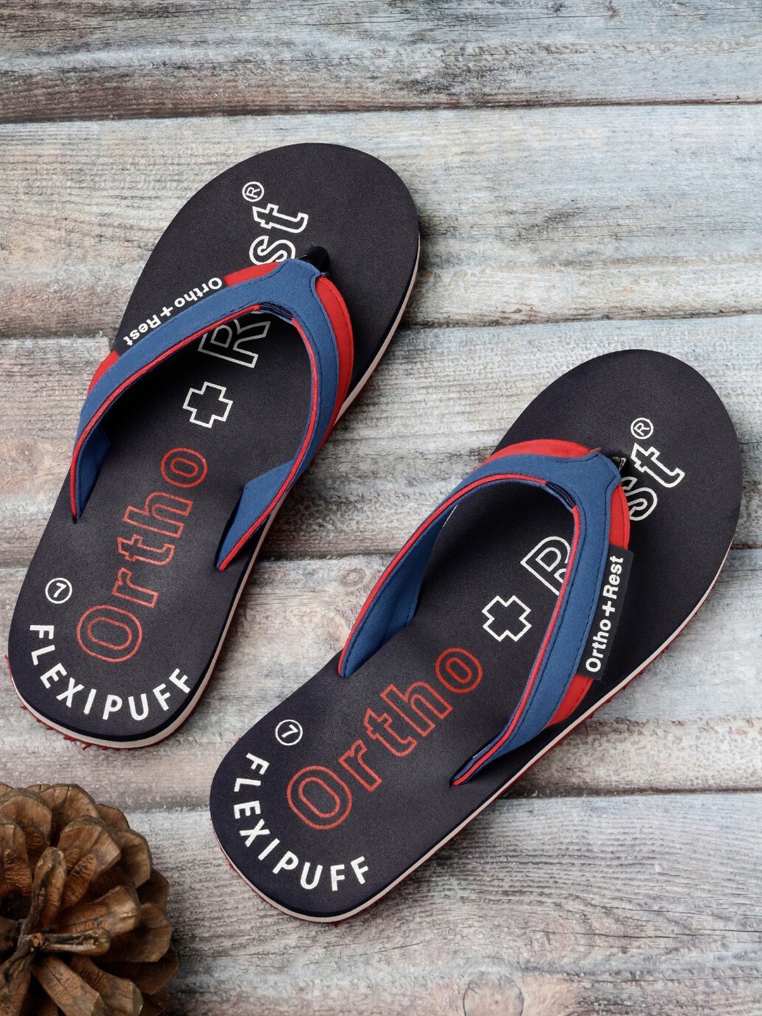 

Ortho Rest Men Blue & White Printed Thong Flip-Flops