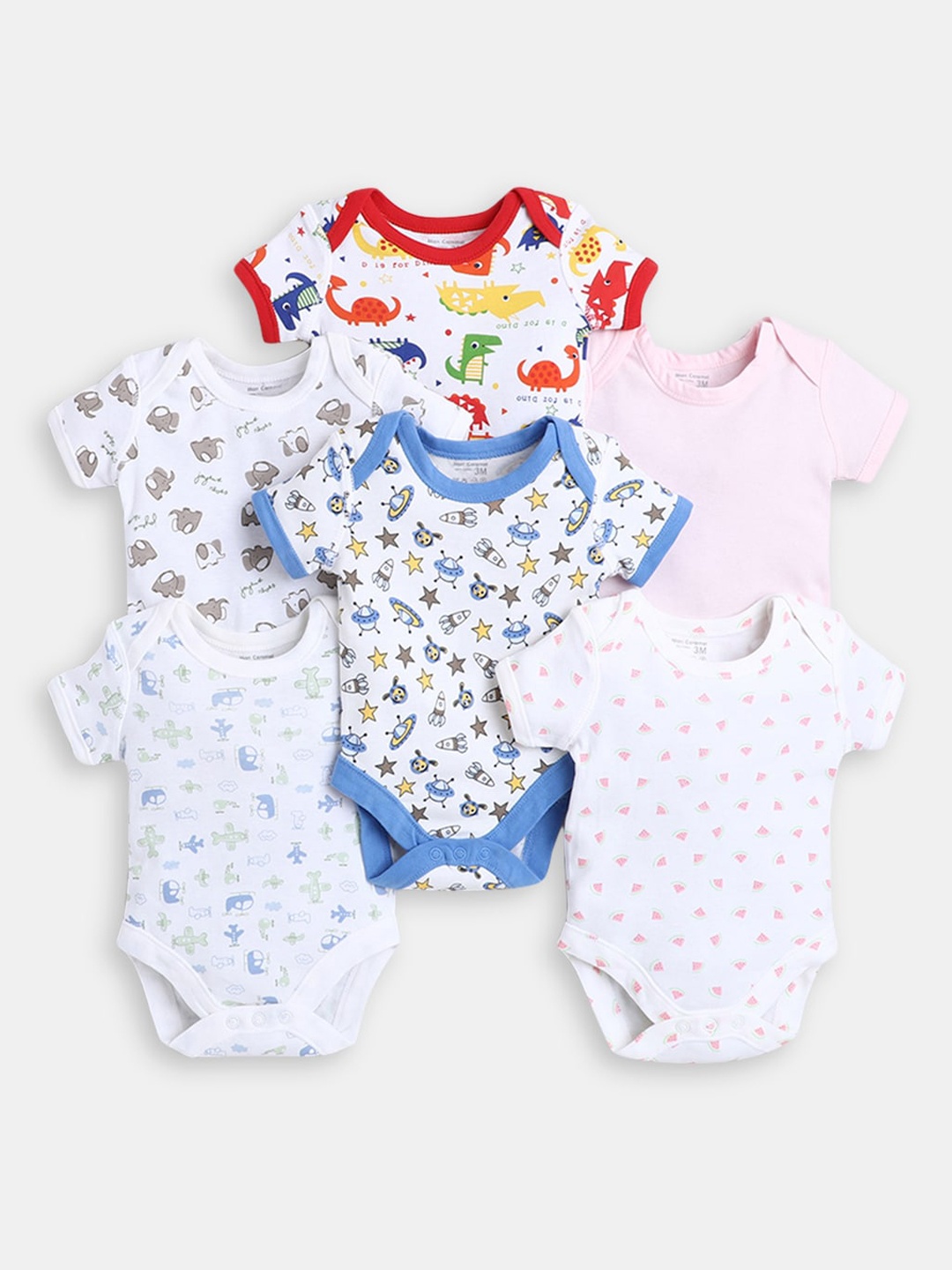 

Hopscotch Boys Pack of 6 Rompers, White