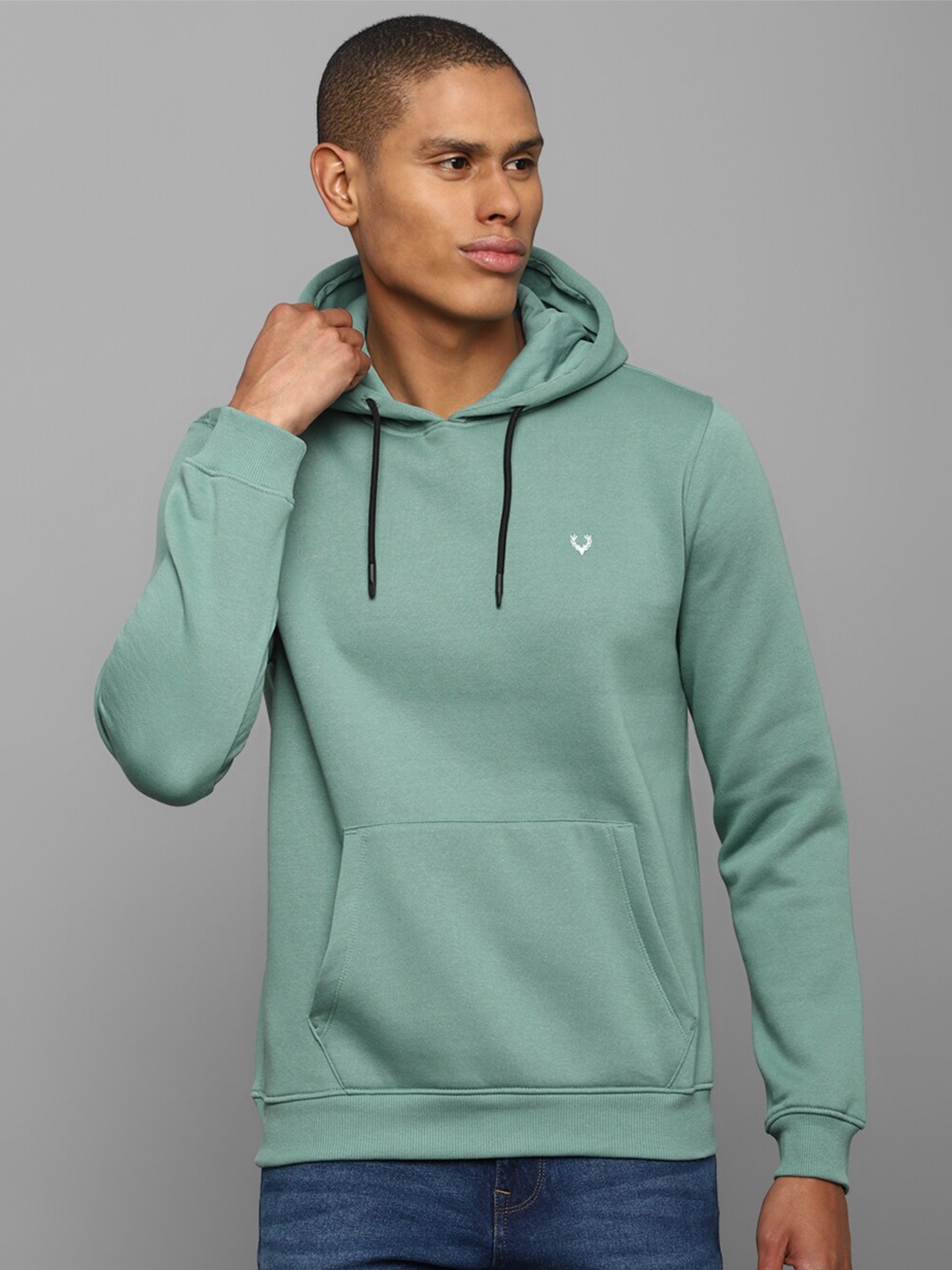 

Allen Solly Men Green Hooded Pure Cotton Sweatshirt