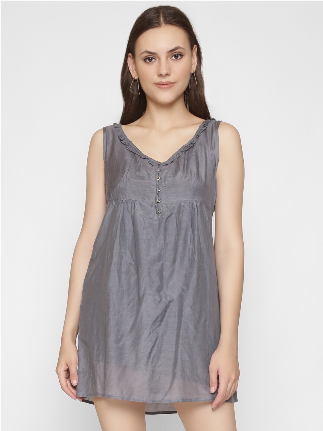 250 DESIGNS Women Grey Polyester A-Line Mini Dress