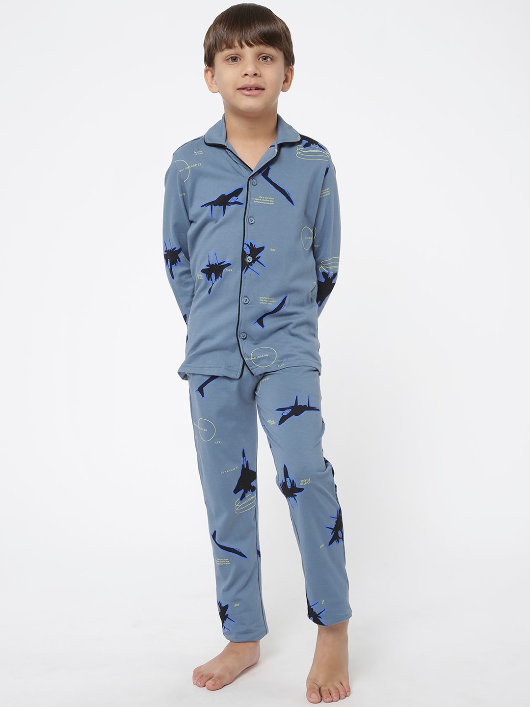 

Sweet Dreams Boys Blue Pure Cotton Printed Night suit