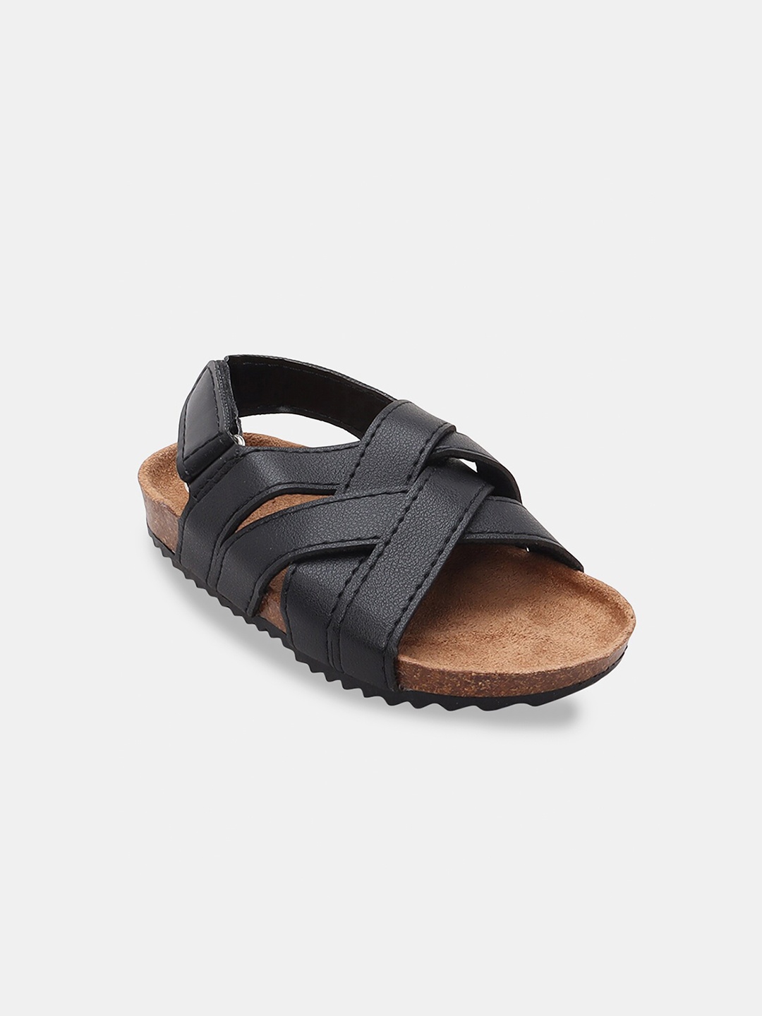 

Hopscotch Boys Black & Brown Solid PU Comfort Sandals