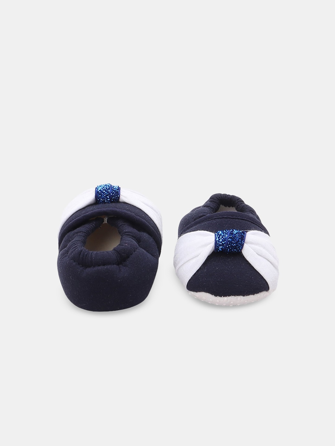 

Hopscotch Infant Girls Navy Blue Applique Cotton Booties